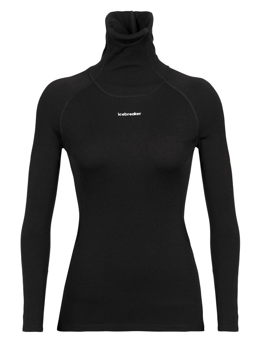 Black Women's Icebreaker MerinoFine™ Long Sleeve Roll Neck Base Layers | USA 1896XYUF